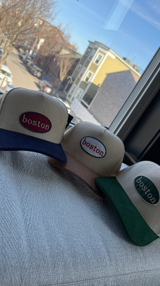 Corduroy Boston Patch Trucker Hat