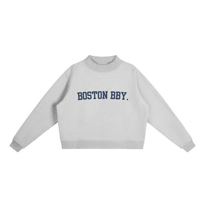Grey with Navy boston bby. Mockneck