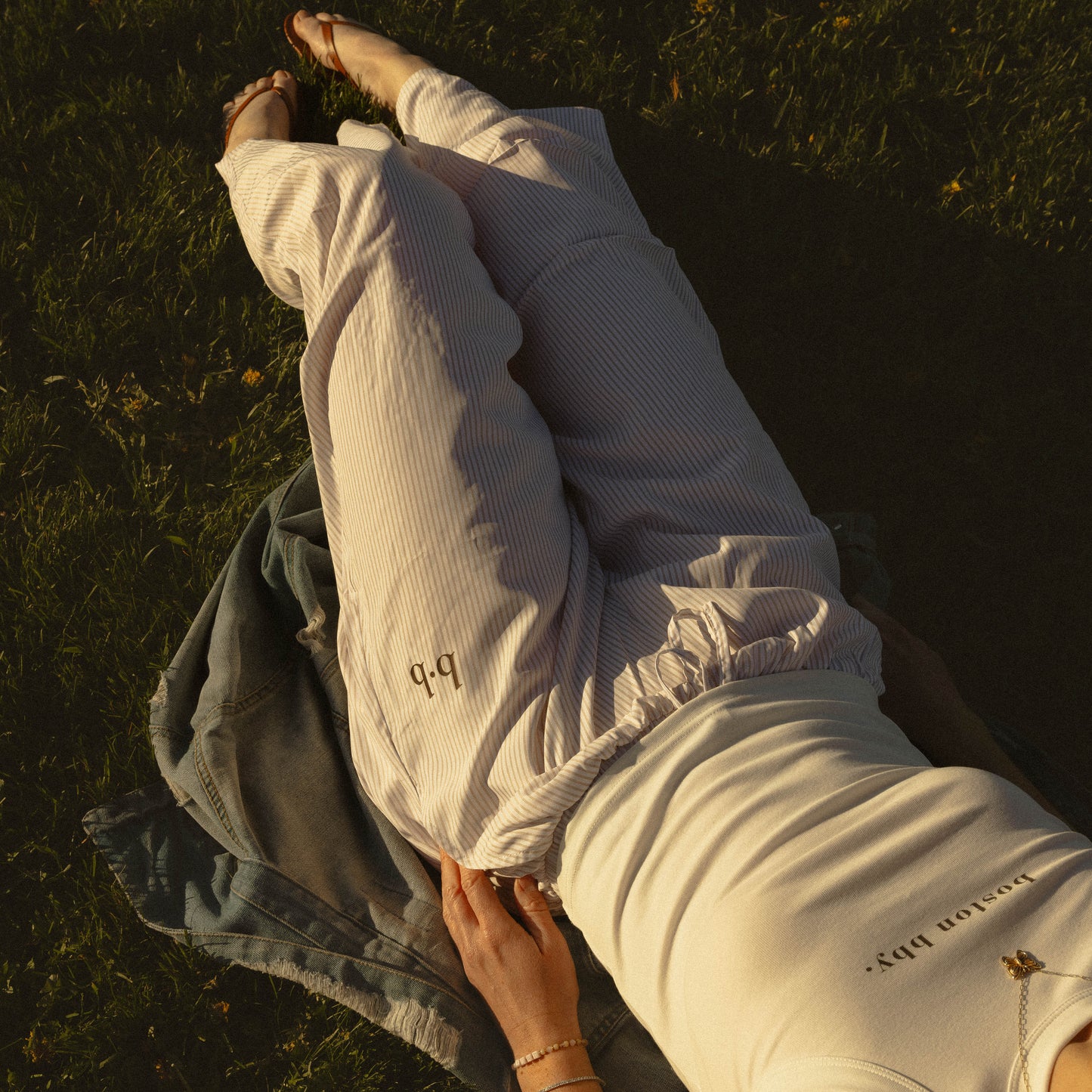 Tan Harbor Stripe Barrel Pants