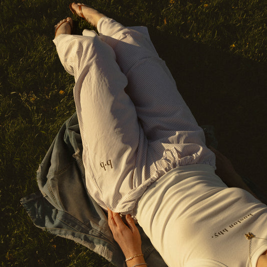 Tan Harbor Stripe Barrel Pants