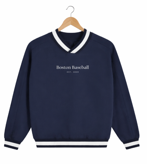 V-Neck Navy Contrast Collar Crew