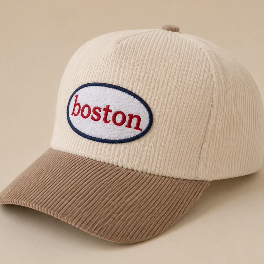 Corduroy Boston Patch Trucker Hat